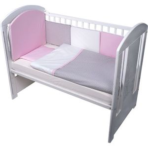 Set de pat pentru bebelusi Chevron Grey Pink 10 piese imagine