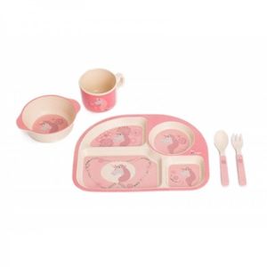 Set cina pentru bebelusi Unicorn Roz imagine