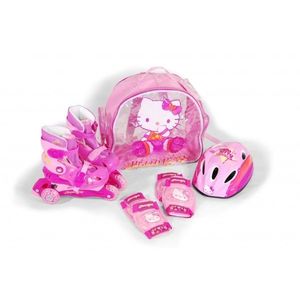 Role copii Saica reglabile 31-34 Hello Kitty cu protectii si casca in ghiozdan imagine