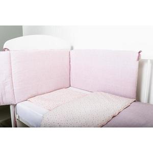 Set de pat pentru bebelusi Pink Heart 3 piese bumbac imagine