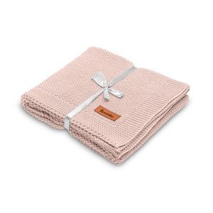 Paturica de bumbac tricotata Sensillo 100x80 cm roz imagine