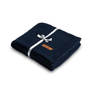 Paturica de bumbac tricotata Sensillo 100x80 cm albastra inchis imagine