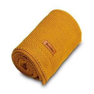 Paturica de bumbac tricotata Sensillo 100x80 cm mustar imagine