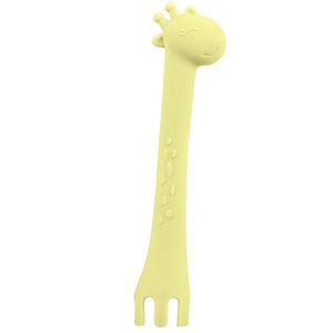 Lingurita din silicon 2 in 1 Giraffe Yellow imagine