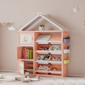 Dulap organizator pentru copii cu 8 cutii Happy House Pink imagine