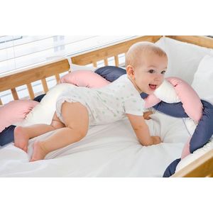 Protectie laterala bumper impletit BabyJem Pink imagine