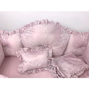 Lenjerie de pat cu aparatori super groase 140x70 cm Lux din Jackard roz pudra imagine