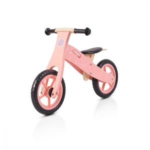 Bicicleta din lemn fara pedale Moni Wooden balance bike Pink imagine