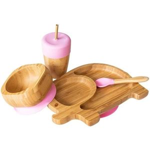 Set cadou din bambus Elefantel roz Ecorascals imagine