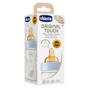Biberon Chicco PP original Touch 150 ml tetina cauciuc flux lent baieti 0 luni+ imagine
