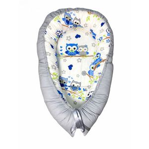 Cuib pentru bebelusi cu desfacere Bufnite albastre imagine