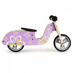 Bicicleta de echilibru din lemn cu roti EVA Ecotoys LC-V1330 Violet cu fluturasi imagine