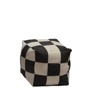Fotoliu Pufrelax taburet cub gama Premium Black Cream cu husa detasabila textila umplut cu perle polistiren imagine