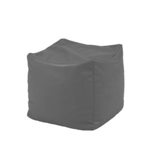 Fotoliu taburet cub Dark Grey gama Premium PU umplut cu perle polistiren imagine
