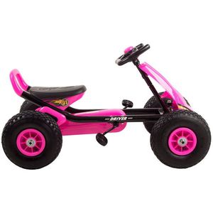 Kart cu pedale si roti gonflabile Driver Kidscare roz imagine