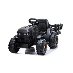 Tractor electric 12V cu telecomanda, scaun din piele si remorca Nichiduta Power Black imagine