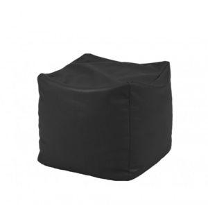 Fotoliu mic taburet cub xl panama black pretabil si la exterior umplut cu perle polistiren imagine