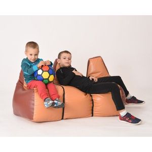 Fotoliu pentru copii 2-8 ani tip canapea s3 caramel chocolate umplut cu perle de polisitren marca Pufrelax imagine