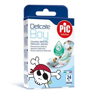 Plasturi piele sensibila Pic Solution Delicate Boy pentru copii 19x72mm cu solutie antibacteriana 24 buccut imagine