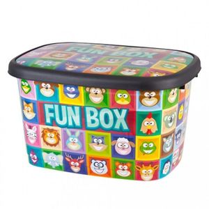 Cutie depozitare pentru copii 50 litri Fun Box multicolor cu animalute imagine