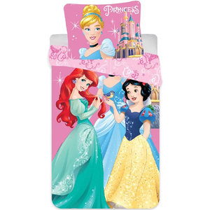 Set lenjerie pat copii Princess Ariel, Cinderella and Snow White 90x140 + 40x55 SunCity imagine