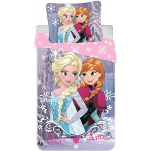 Set lenjerie pat copii Frozen Elsa and Anna 90x140 + 40x55 SunCity imagine