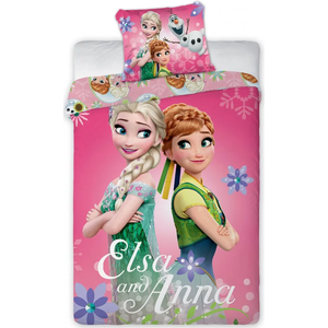 Set lenjerie pat copii Frozen Elsa and Anna 100x135 + 40x60 SunCity imagine
