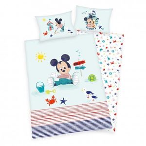 Lenjerie de pat Mickey Mouse pentru copii din bumbac reversibila Herding imagine