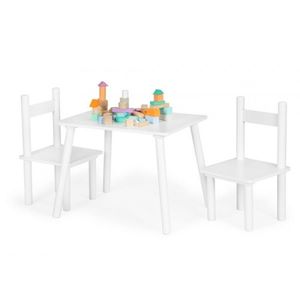 Set de masa cu doua scaune pentru copii alb Ecotoys imagine