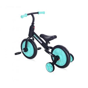 Bicicleta de echilibru 2 in 1 cu pedale si roti auxiliare black turquise imagine