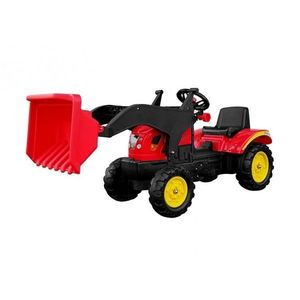 Tractor excavator Herman cu remorca si pedale pentru copii 165x42x50 cm LeanToys imagine