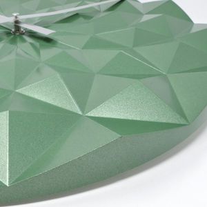 Ceas geometric de precizie analog de perete creat de designer model Diamond verde metalic imagine