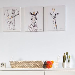 Pictura in ulei Childhome 30x40 cm Zebra cu detalii aurii imagine