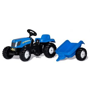 Tractor cu pedale si remorca RollyKid New Holland Blue imagine