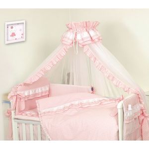 Lenjerie 3 piese cu protectie laterala Baby Chic din bumbac 120x60 cm roz imagine