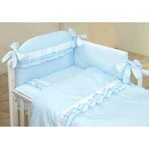 Lenjerie 3 piese cu protectie laterala Baby Chic din bumbac 120x60 cm blue imagine
