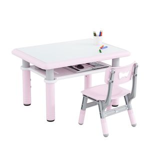 Set masuta si scaunel cu inaltime reglabila 60x80 cm Lift Table Pink imagine