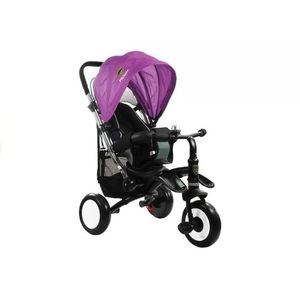 Tricicleta cu pedale pentru copii cu copertina mov LeanToys imagine
