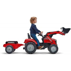 Tractor pentru copii Falk 4010AM cu remorca si incarcator frontal rosu imagine