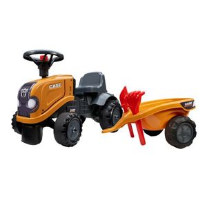 Tractor Falk cu pedale pentru copii cu remorca paleta si lopata portocaliu imagine