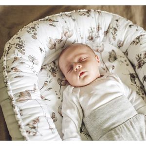 Suport de dormit by BabySteps Babynest Premium bumbac si catifea 70x35 cm Nature Soft Grey imagine