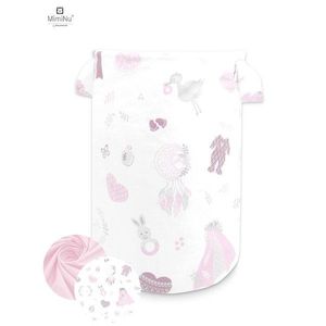 Cos rotund pentru depozitare jucarii 50x35 cm Baby Shower pink MimiNu imagine