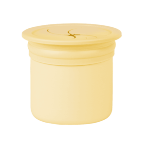 Cana cu pai si recipient gustari Minikoioi premium silicone Sip+Snack mellow yellowpowder grey imagine