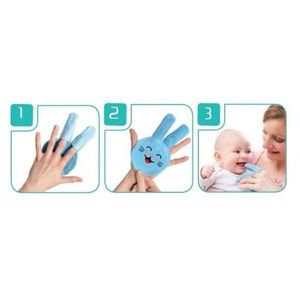 Accesoriu pentru curatare dinti si gingii bebelusi BabyJem Rabbit Glove Pink imagine