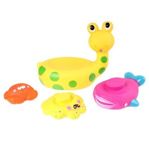 Jucarie de baie melc cu 3 animale marine Eddy Toys galben imagine