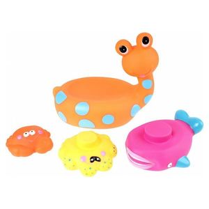 Jucarie de baie melc cu 3 animale marine Eddy Toys portocaliu imagine