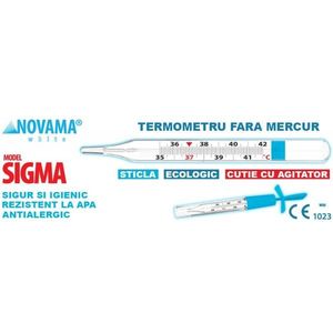 Termometru clasic din sticla Novama White Sigma ecologic cu Galinstan fara mercur, fara baterii, cu agitator imagine