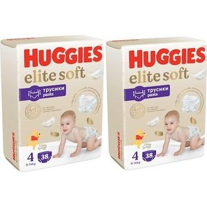 Pachet 2 x Scutece chilotel Huggies Elite Soft Pants Nr. 4, 9-14 kg, 76 buc imagine