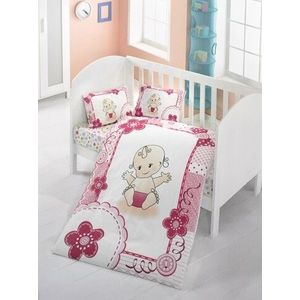 Lenjerie de pat pentru copii, Victoria, Baby, 4 piese, 100% bumbac ranforce, multicolor imagine