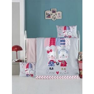 Lenjerie de pat pentru copii, Victoria, Loverain, 4 piese, 100% bumbac ranforce, multicolor imagine
